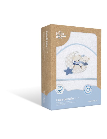 Capa de Baño 1 x 1 Mt Mod  Osito Amoroso Bco/Azul