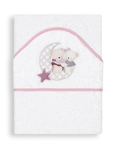 Capa de Baño 1 x 1 Mt Mod  Osito Amoroso Bco/Rosa