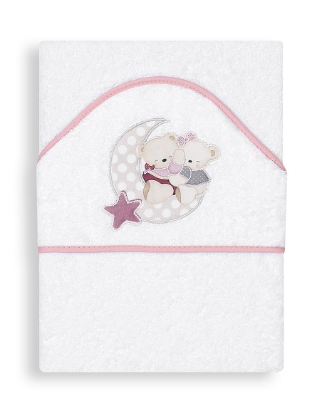 Capa de Baño 1 x 1 Mt Mod  Osito Amoroso Bco/Rosa