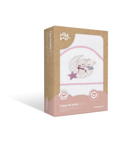 Capa de Baño 1 x 1 Mt Mod  Osito Amoroso Bco/Rosa