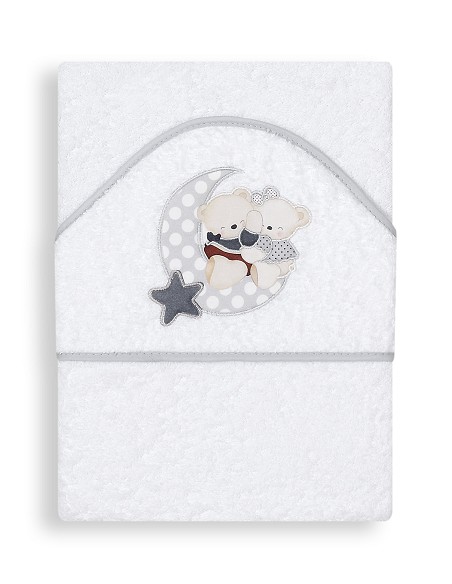 Capa de Baño 1 x 1 Mt Mod  Osito Amoroso Bco/Gris