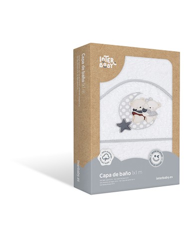 Capa de Baño 1 x 1 Mt Mod  Osito Amoroso Bco/Gris