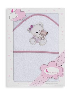 Capa de Baño Osita Columpio Bco/Rosa