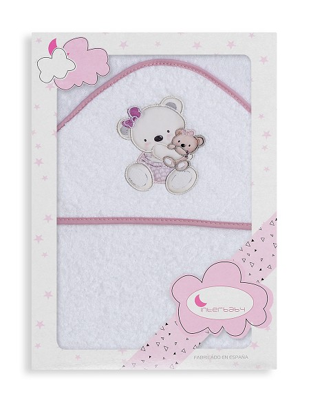 Capa de Baño Osita Columpio Bco/Rosa