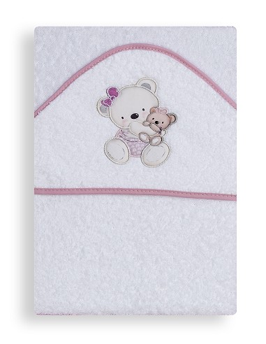 Capa de Baño Osita Columpio Bco/Rosa
