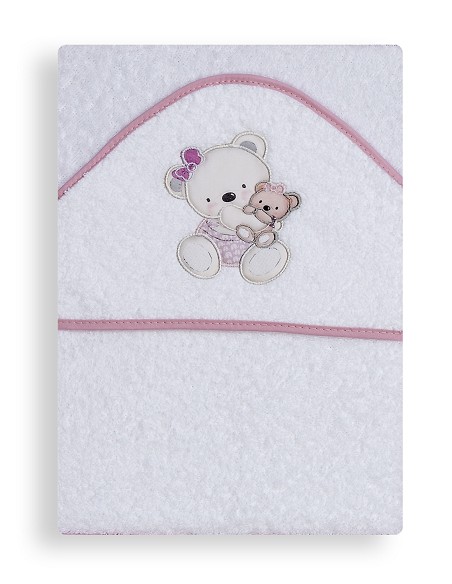 Capa de Baño Osita Columpio Bco/Rosa