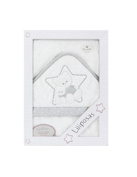 Capa de Baño Liliposas Mod Oso Estrella Bco/Gris