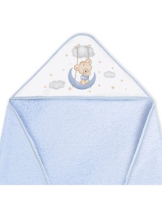 Capa de Baño 1X1 con Babero Modelo Osito Luna Azul 2
