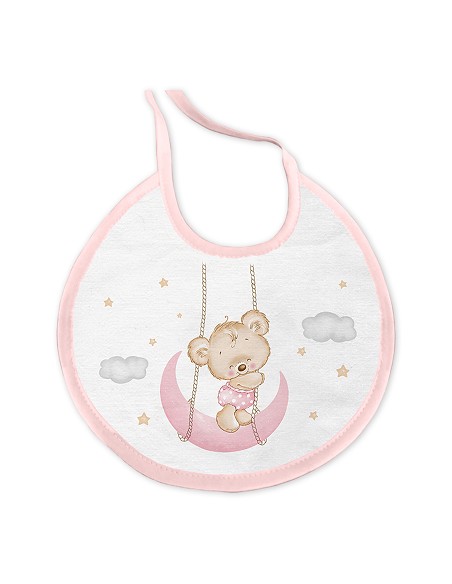 Capa de Baño 1X1 con Babero Modelo Osito Luna Rosa