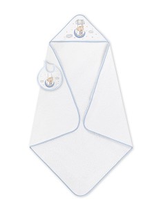 Capa de Baño 1X1 con Babero Modelo Osito Luna Bco/Azul