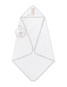 Capa de Baño 1X1 con Babero Modelo Osito Luna Bco/Gris