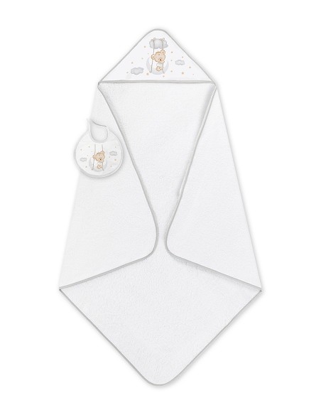 Capa de Baño 1X1 con Babero Modelo Osito Luna Bco/Gris