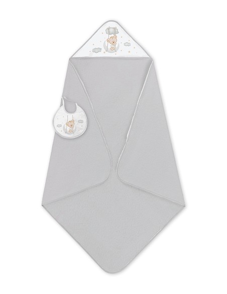Capa de Baño 1X1 con Babero Modelo Osito Luna Gris