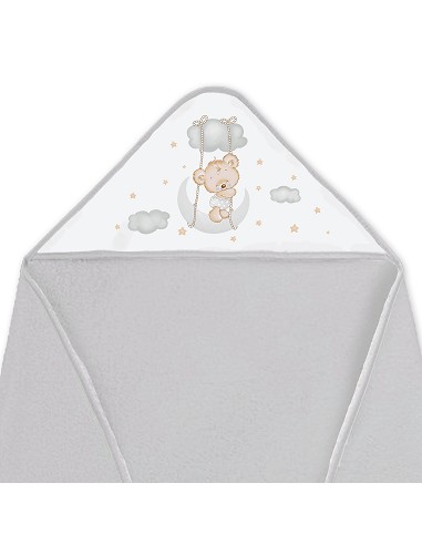 Capa de Baño 1X1 con Babero Modelo Osito Luna Gris