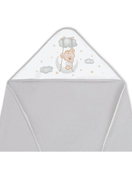 Capa de Baño 1X1 con Babero Modelo Osito Luna Gris