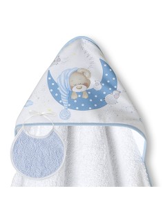 Capa de Baño 1 x 1 Mt Mod Bear Sleeping Bco/Azul