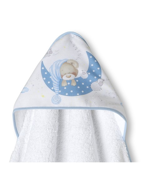 Capa de Baño 1 x 1 Mt Mod Bear Sleeping Bco/Azul