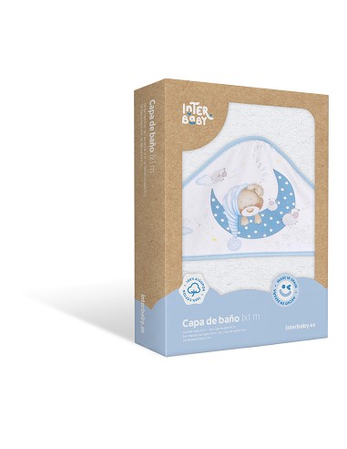 Capa de Baño 1 x 1 Mt Mod Bear Sleeping Bco/Azul