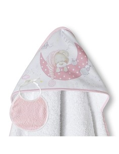 Capa de Baño 1 x 1 Mt Mod Bear Sleeping Bco/Rosa