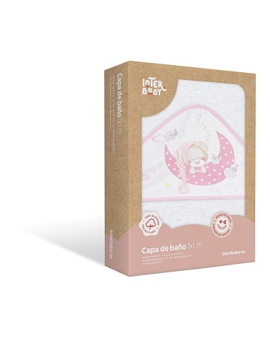 Capa de Baño 1 x 1 Mt Mod Bear Sleeping Bco/Rosa