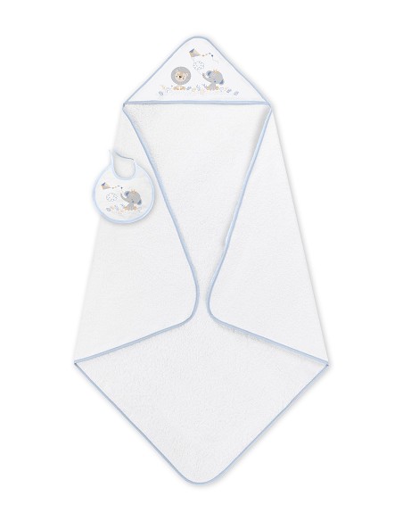 Capa de Baño 1X1 con Babero Modelo Cachirulo Bco/Azul