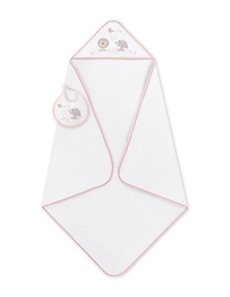 Capa de Baño 1X1 con Babero Modelo Cachirulo Bco/Rosa