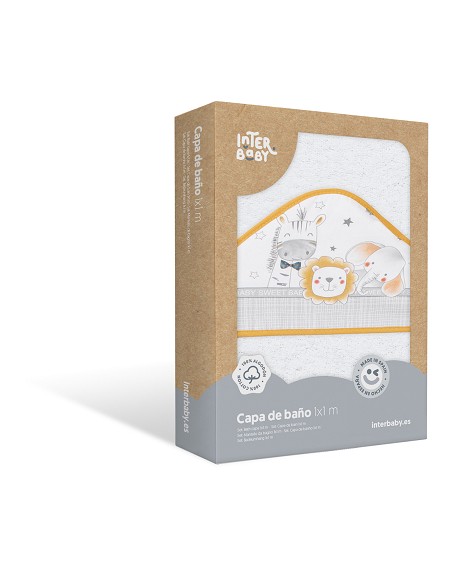 Capa de Baño 1 x 1 Mt  Mod Animalitos Bco/Naranja