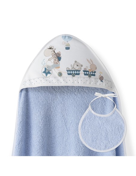Capa Baño 1X1 Mod Jirafa Bicicleta+Babero Azul