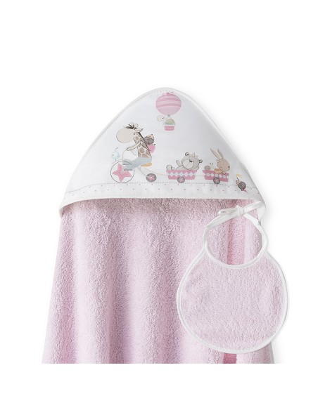 Capa Baño 1X1 Mod Jirafa Bicicleta+Babero Rosa