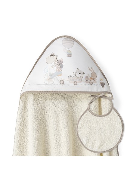 Capa Baño 1X1 Mod Jirafa Bicicleta+Babero Beig