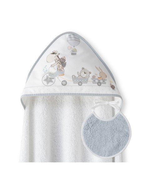 Capa Baño 1X1 Mod Jirafa Bicicleta+Babero Bco/Gris