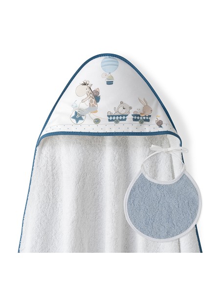 Capa Baño 1X1 Mod Jirafa Bicicleta+Babero Bco/Petroleo