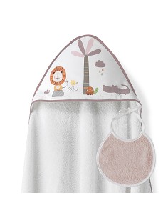 Capa Baño 1X1  Mod Leon Palmera+Babero Bco/Maquillaje