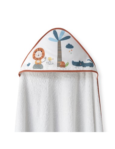 Capa Baño 1X1  Mod Leon Palmera+Babero Bco/Naranja