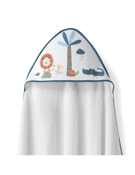 Capa Baño 1X1  Mod Leon Palmera+Babero Bco/Petroleo