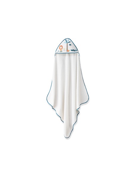 Capa Baño 1X1  Mod Leon Palmera+Babero Bco/Petroleo