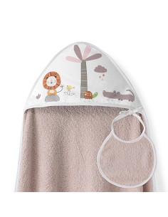 Capa Baño 1X1  Mod Leon Palmera+Babero Rosa Maquillaje