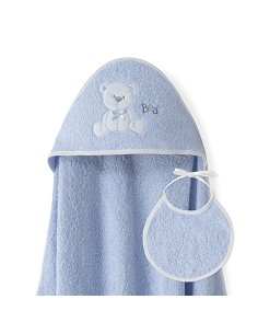 Capa  Baño 1X1 Mod Oso Lazo+Babero Azul