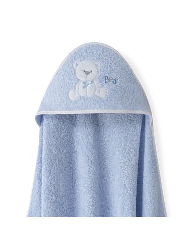 Capa  Baño 1X1 Mod Oso Lazo+Babero Azul