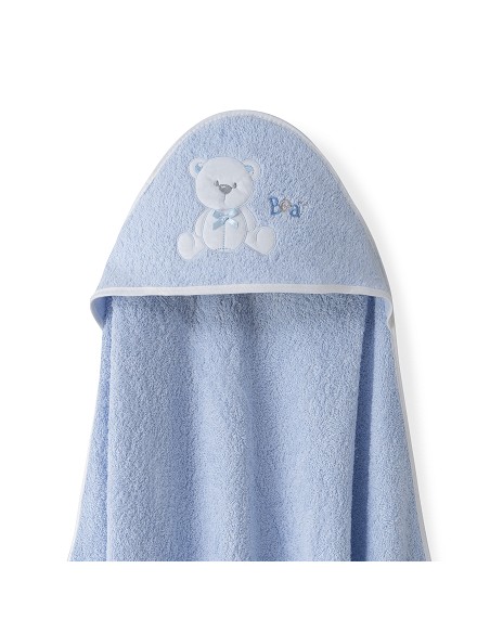 Capa  Baño 1X1 Mod Oso Lazo+Babero Azul