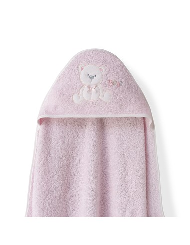 Capa  Baño 1X1 Mod Oso Lazo+Babero Rosa