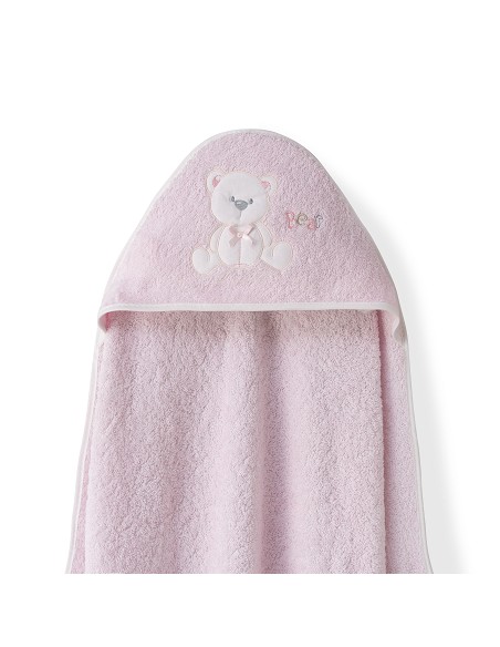 Capa  Baño 1X1 Mod Oso Lazo+Babero Rosa