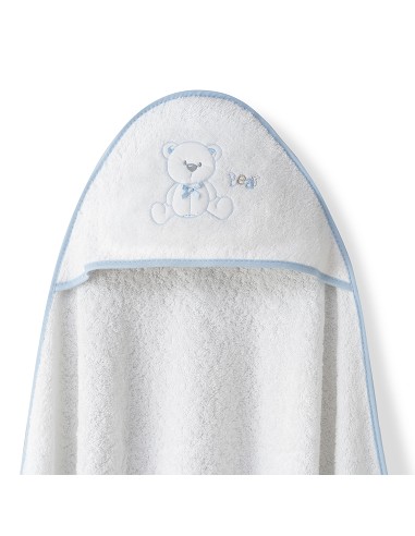 Capa  Baño 1X1 Mod Oso Lazo+Babero Bco/Azul