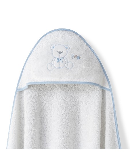 Capa  Baño 1X1 Mod Oso Lazo+Babero Bco/Azul