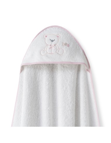 Capa  Baño 1X1 Mod Oso Lazo+Babero Bco/Rosa