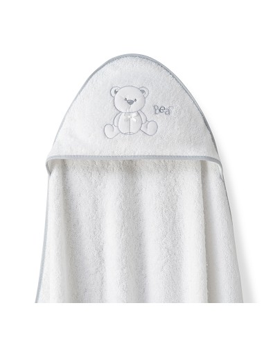 Capa  Baño 1X1 Mod Oso Lazo+Babero Bco/Gris
