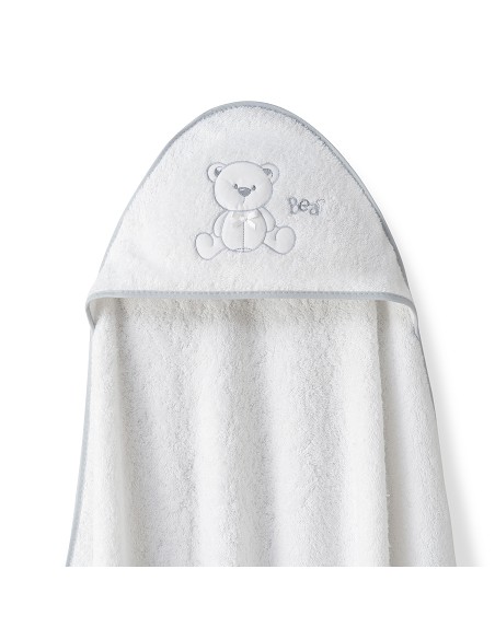Capa  Baño 1X1 Mod Oso Lazo+Babero Bco/Gris