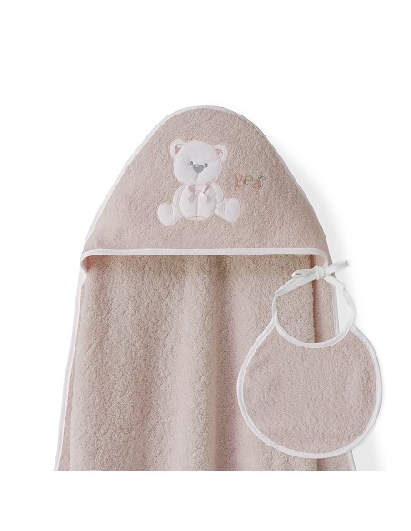 Capa  Baño 1X1 Mod Oso Lazo+Babero Rosa Maquillaje