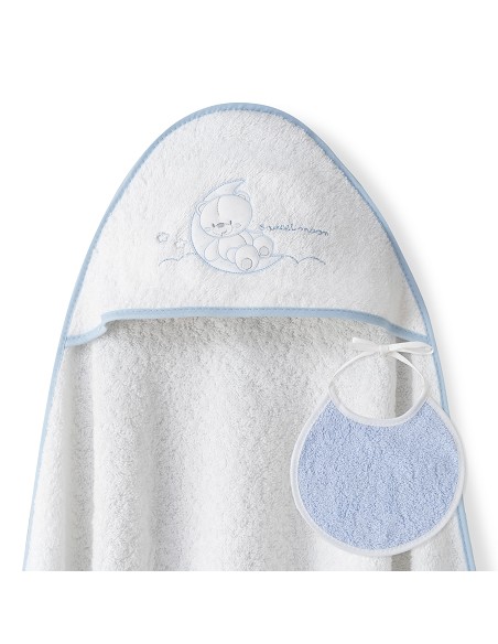 Capa Baño 1X1 Mod Sweet Moon+Babero Bco/Azul