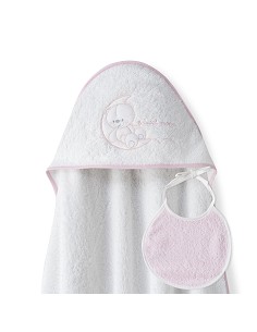Capa Baño 1X1 Mod Sweet Moon+Babero Bco/Rosa